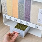 5-6 Chamber Wall Mounted Grain Dispenser – Push Button Rice & Lentil Storage Container - Image 3