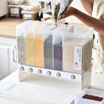 5-6 Chamber Wall Mounted Grain Dispenser – Push Button Rice & Lentil Storage Container - Image 4