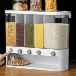 5 Chamber Wall Mount Grain Dispenser Button Push Rice Lentil Storage Container by E-Seller BD