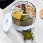 6 Chamber Rotating Grain Dispenser Box Airtight Rice Lentils Cereal Storage Container by E-Seller BD