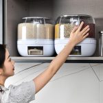 6-Chamber Rotating Grain Dispenser Box – Airtight Rice & Cereal Storage Container - Image 4