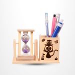 Wooden pen stand with balur ghori hourglass sand timer desk organizer for home office and study table use | হোম, অফিস ও স্টাডি টেবিলের জন্য প্রিমিয়াম কাঠের পেন স্ট্যান্ড ও বালুর ঘড়ি ডেস্ক অর্গানাইজার
