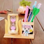 Wooden pen stand with balur ghori hourglass sand timer desk organizer for home office and study table use | হোম, অফিস ও স্টাডি টেবিলের জন্য প্রিমিয়াম কাঠের পেন স্ট্যান্ড ও বালুর ঘড়ি ডেস্ক অর্গানাইজার