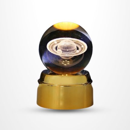 3D crystal ball night light with 360 degree rotating LED base decorative table lamp multiple designs galaxy moon solar system