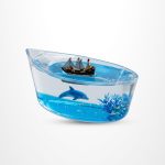 Liquid Wave Floating Cruise Ship Decoration for Desk and Car Dashboard