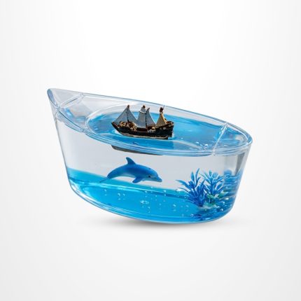 Liquid Wave Floating Cruise Ship Decoration for Desk and Car Dashboard