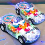 Transparent Gear Police Car Toy with LED Light & Music for Kids - Image 2