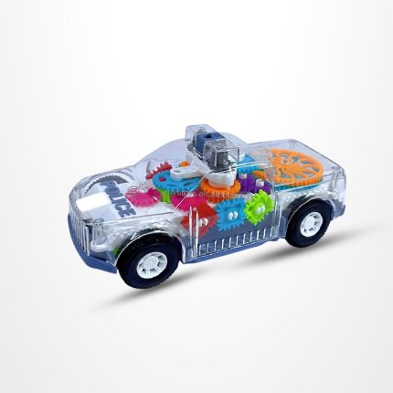 Transparent Gear Police Car Toy with LED Light and Music for Kids