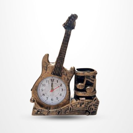 Violin Shape Table Clock with Pen Holder and Pencil Case available at E-Seller BD