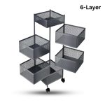 6 Layer Kitchen Rack Square and Round Shape Metal Storage Organizer