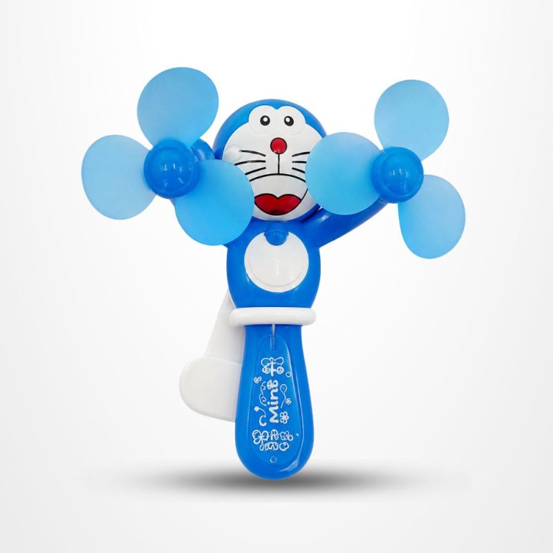 Cute Doraemon Manual Hand Pressure Double Fan - E-Seller BD
