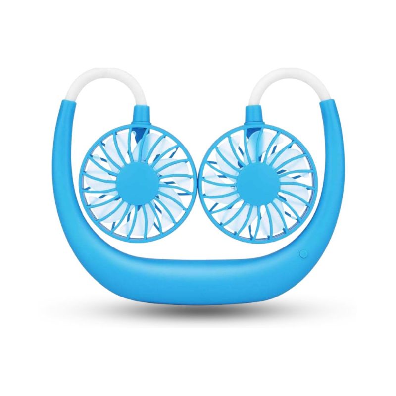 Portable Rechargeable Hands Free USB Neck Fan in Blue Color - E-Seller BD