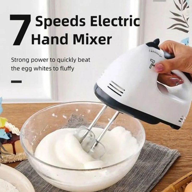 7-Speed Electric Hand Mixer and Egg Beater with Stainless Steel Attachments