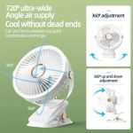 8000mAh Rechargeable Clip-on Camping Fan with LED Light