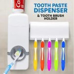 Automatic Toothpaste Dispenser and 5 Toothbrush Holder Set