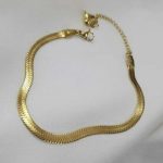 Minimalist flat snake chain gold anklet for women