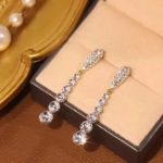 Sparkling Crystal Rhinestone Long Drop Earrings - Image 3